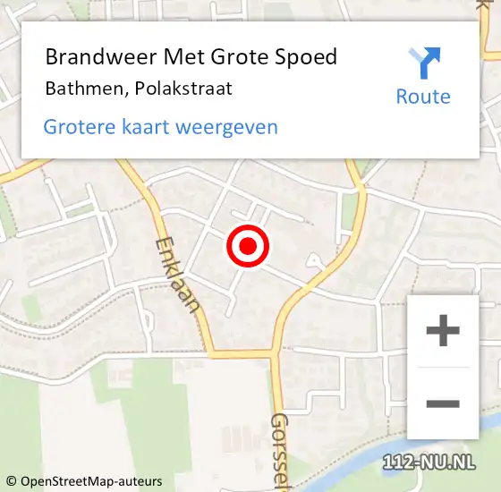 Locatie op kaart van de 112 melding: Brandweer Met Grote Spoed Naar Bathmen, Polakstraat op 1 januari 2019 13:40