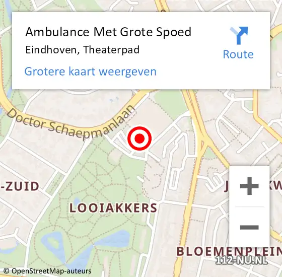 Locatie op kaart van de 112 melding: Ambulance Met Grote Spoed Naar Eindhoven, Theaterpad op 1 januari 2019 14:11