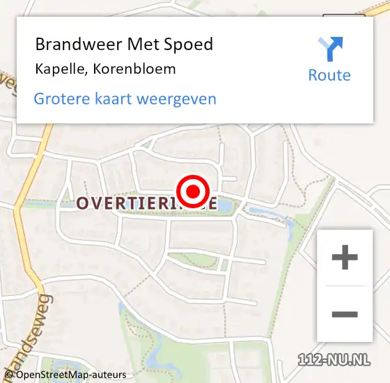 Locatie op kaart van de 112 melding: Brandweer Met Spoed Naar Kapelle, Korenbloem op 1 januari 2019 14:33