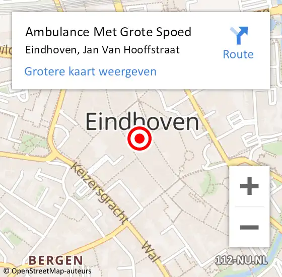 Locatie op kaart van de 112 melding: Ambulance Met Grote Spoed Naar Eindhoven, Jan Van Hooffstraat op 1 januari 2019 14:41