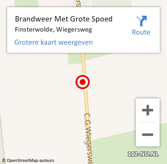 Locatie op kaart van de 112 melding: Brandweer Met Grote Spoed Naar Finsterwolde, Wiegersweg op 1 januari 2019 15:24