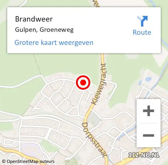 Locatie op kaart van de 112 melding: Brandweer Gulpen, Groeneweg op 25 september 2013 22:12