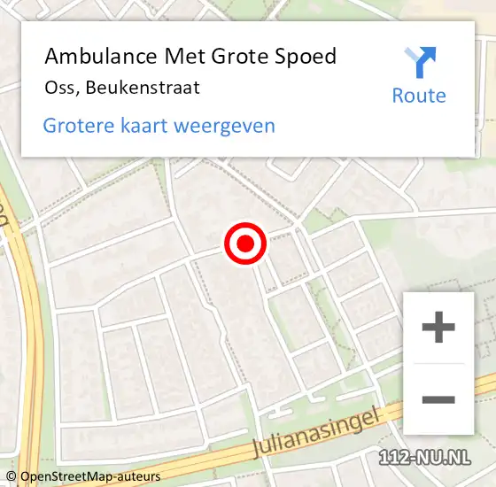 Locatie op kaart van de 112 melding: Ambulance Met Grote Spoed Naar Oss, Beukenstraat op 1 januari 2019 16:07