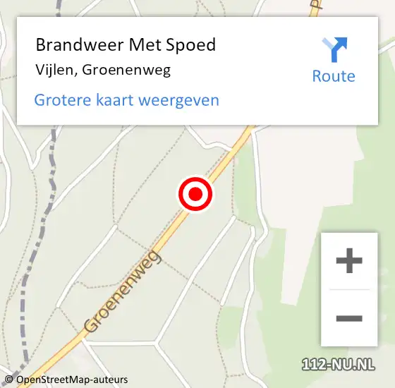 Locatie op kaart van de 112 melding: Brandweer Met Spoed Naar Vijlen, Groenenweg op 1 januari 2019 16:27