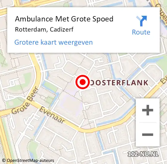 Locatie op kaart van de 112 melding: Ambulance Met Grote Spoed Naar Rotterdam, Cadizerf op 1 januari 2019 16:55