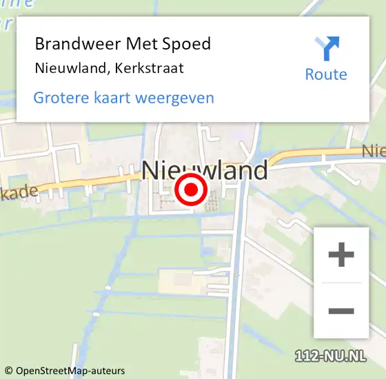 Locatie op kaart van de 112 melding: Brandweer Met Spoed Naar Nieuwland, Kerkstraat op 1 januari 2019 17:07