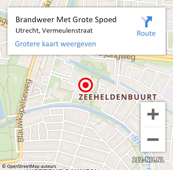 Locatie op kaart van de 112 melding: Brandweer Met Grote Spoed Naar Utrecht, Vermeulenstraat op 1 januari 2019 18:00