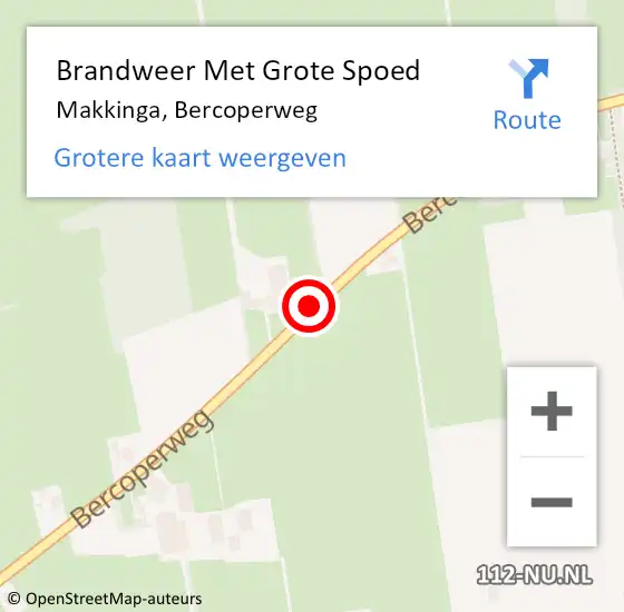 Locatie op kaart van de 112 melding: Brandweer Met Grote Spoed Naar Makkinga, Bercoperweg op 1 januari 2019 18:13