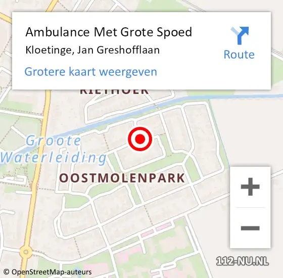 Locatie op kaart van de 112 melding: Ambulance Met Grote Spoed Naar Kloetinge, Jan Greshofflaan op 1 januari 2019 19:00