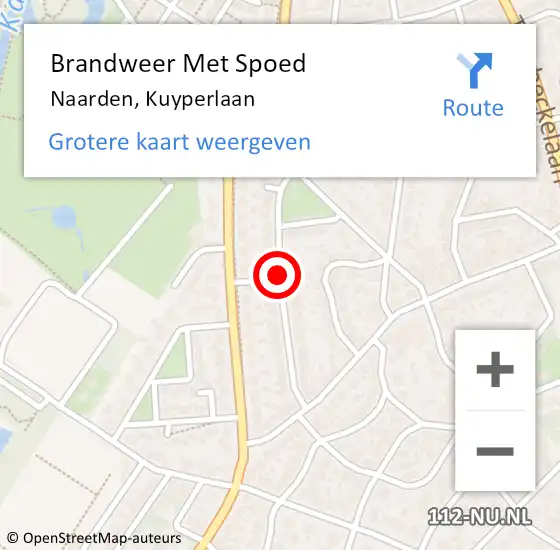 Locatie op kaart van de 112 melding: Brandweer Met Spoed Naar Naarden, Kuyperlaan op 1 januari 2019 19:13