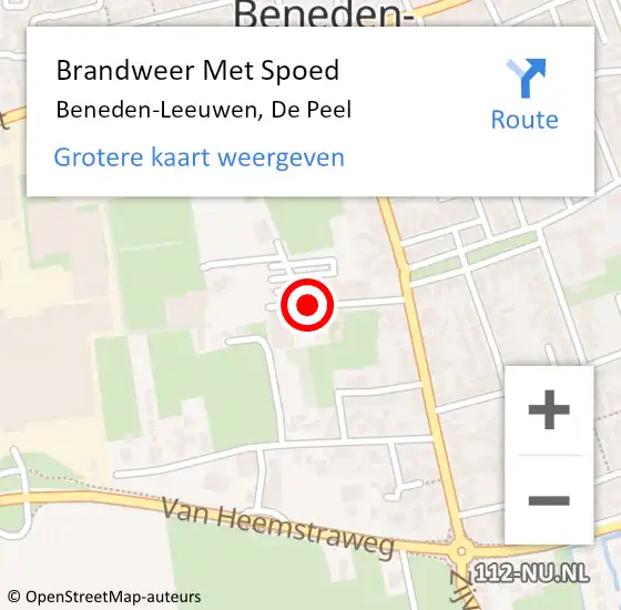 Locatie op kaart van de 112 melding: Brandweer Met Spoed Naar Beneden-Leeuwen, De Peel op 1 januari 2019 19:26