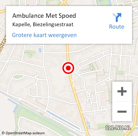 Locatie op kaart van de 112 melding: Ambulance Met Spoed Naar Kapelle, Biezelingsestraat op 1 januari 2019 19:45
