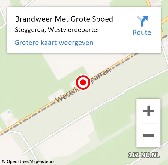 Locatie op kaart van de 112 melding: Brandweer Met Grote Spoed Naar Steggerda, Westvierdeparten op 1 januari 2019 20:49