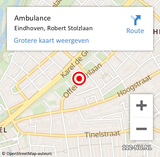 Locatie op kaart van de 112 melding: Ambulance Eindhoven, Robert Stolzlaan op 1 januari 2019 21:04