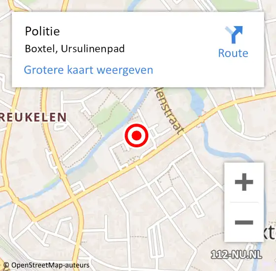 Locatie op kaart van de 112 melding: Politie Boxtel, Ursulinenpad op 1 januari 2019 21:54