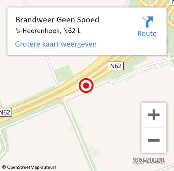 Locatie op kaart van de 112 melding: Brandweer Geen Spoed Naar 's-Heerenhoek, N62 L op 1 januari 2019 22:36