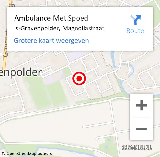 Locatie op kaart van de 112 melding: Ambulance Met Spoed Naar 's-Gravenpolder, Magnoliastraat op 1 januari 2019 23:19