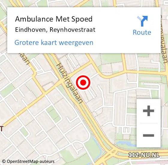 Locatie op kaart van de 112 melding: Ambulance Met Spoed Naar Eindhoven, Reynhovestraat op 2 januari 2019 03:47