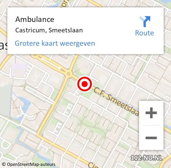 Locatie op kaart van de 112 melding: Ambulance Castricum, Smeetslaan op 2 januari 2019 04:30