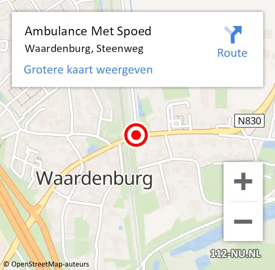 Locatie op kaart van de 112 melding: Ambulance Met Spoed Naar Waardenburg, Steenweg op 2 januari 2019 04:43