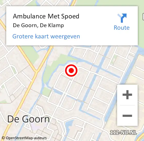 Locatie op kaart van de 112 melding: Ambulance Met Spoed Naar De Goorn, De Klamp op 2 januari 2019 06:57