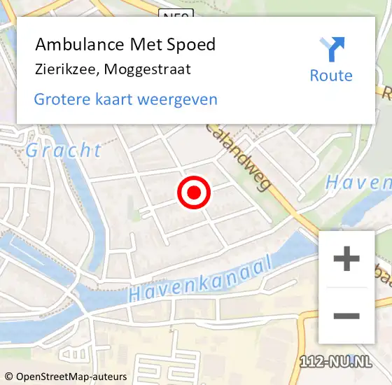 Locatie op kaart van de 112 melding: Ambulance Met Spoed Naar Zierikzee, Moggestraat op 2 januari 2019 07:07