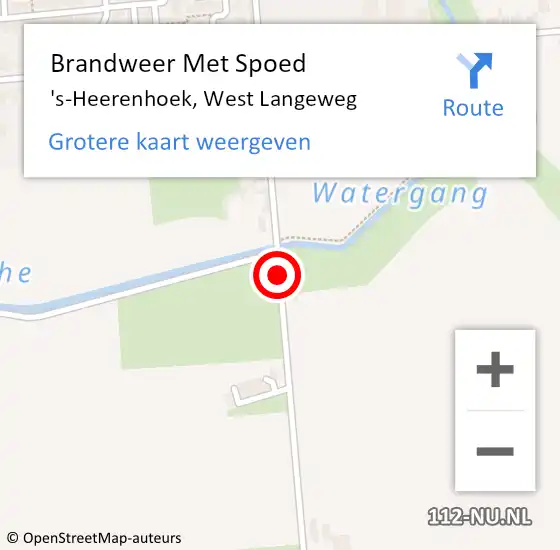 Locatie op kaart van de 112 melding: Brandweer Met Spoed Naar 's-Heerenhoek, West Langeweg op 19 maart 2014 13:27