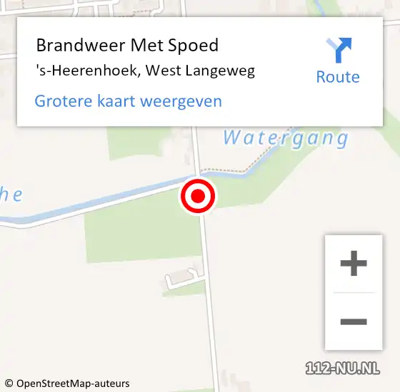 Locatie op kaart van de 112 melding: Brandweer Met Spoed Naar 's-Heerenhoek, West Langeweg op 19 maart 2014 13:30