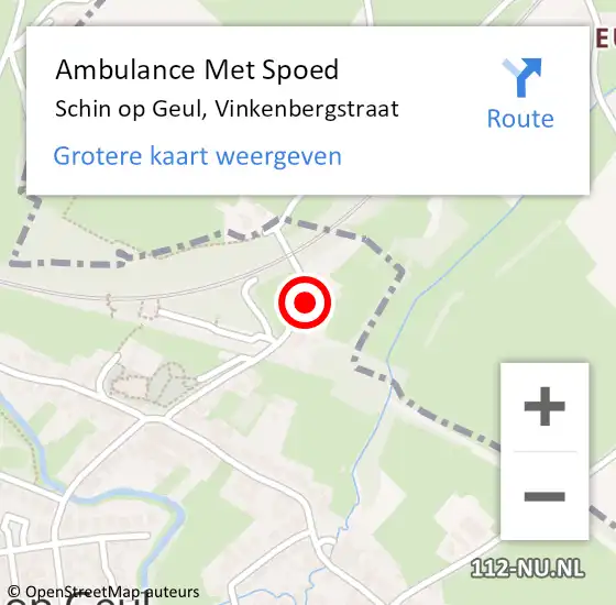 Locatie op kaart van de 112 melding: Ambulance Met Spoed Naar Schin op Geul, Vinkenbergstraat op 19 maart 2014 13:33