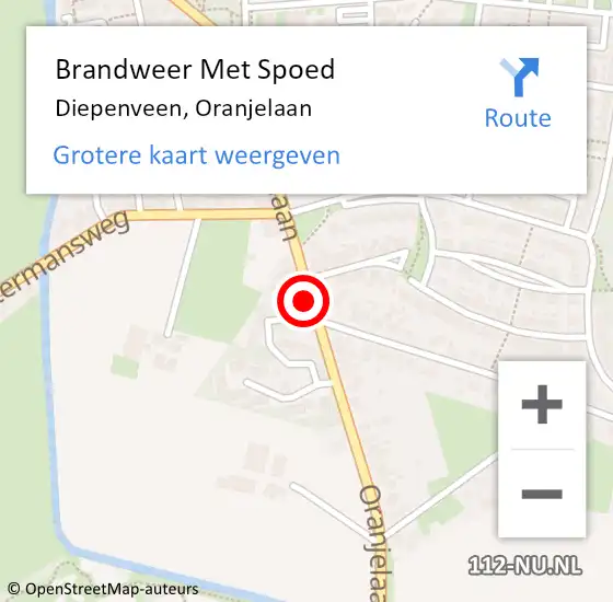 Locatie op kaart van de 112 melding: Brandweer Met Spoed Naar Diepenveen, Oranjelaan op 2 januari 2019 11:10