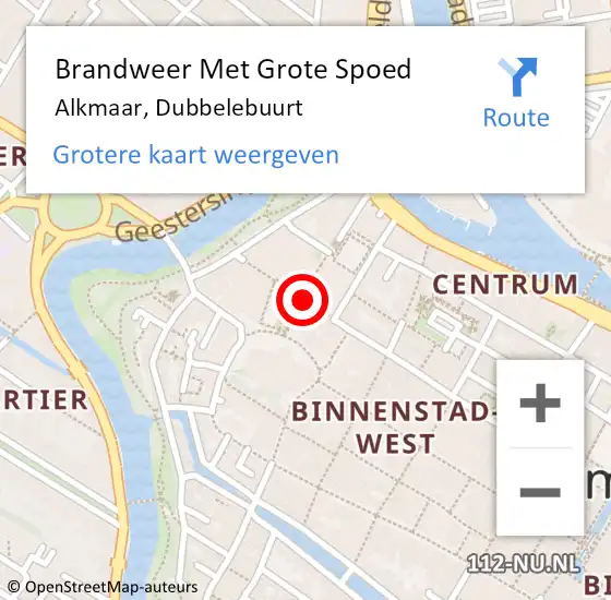 Locatie op kaart van de 112 melding: Brandweer Met Grote Spoed Naar Alkmaar, Dubbelebuurt op 2 januari 2019 12:26