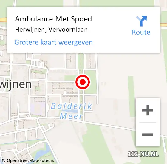 Locatie op kaart van de 112 melding: Ambulance Met Spoed Naar Herwijnen, Vervoornlaan op 2 januari 2019 13:03