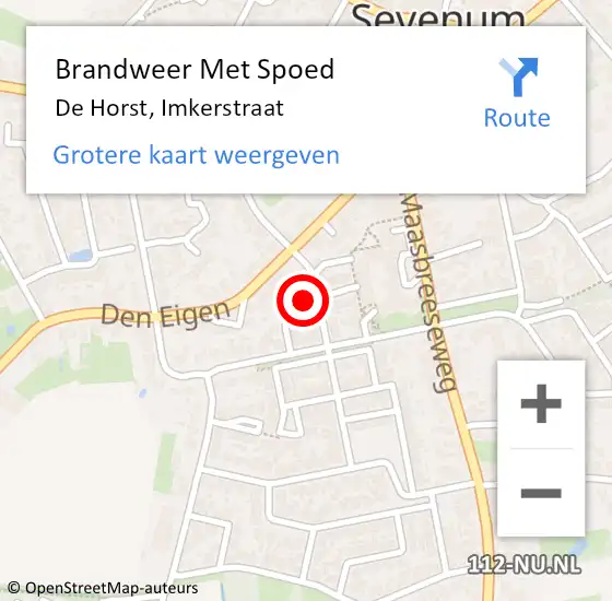 Locatie op kaart van de 112 melding: Brandweer Met Spoed Naar De Horst, Imkerstraat op 2 januari 2019 13:05