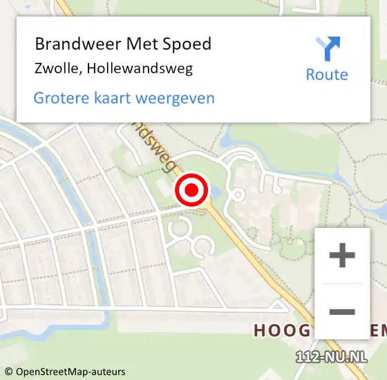 Locatie op kaart van de 112 melding: Brandweer Met Spoed Naar Zwolle, Hollewandsweg op 2 januari 2019 13:24