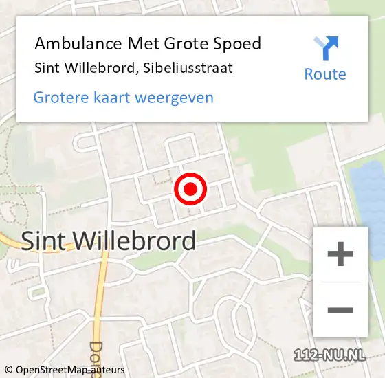 Locatie op kaart van de 112 melding: Ambulance Met Grote Spoed Naar Sint Willebrord, Sibeliusstraat op 2 januari 2019 13:35