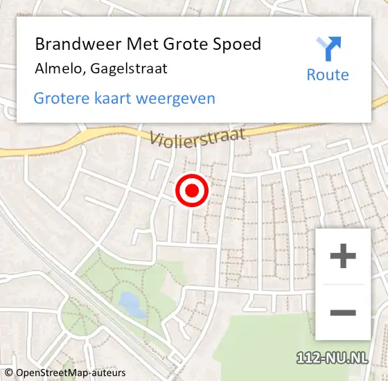 Locatie op kaart van de 112 melding: Brandweer Met Grote Spoed Naar Almelo, Gagelstraat op 2 januari 2019 15:48