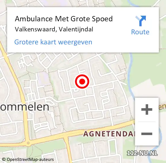 Locatie op kaart van de 112 melding: Ambulance Met Grote Spoed Naar Valkenswaard, Valentijndal op 2 januari 2019 16:43