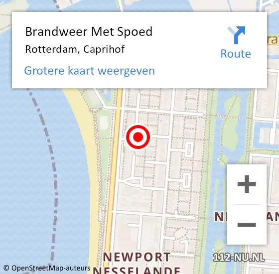 Locatie op kaart van de 112 melding: Brandweer Met Spoed Naar Rotterdam, Caprihof op 2 januari 2019 16:55