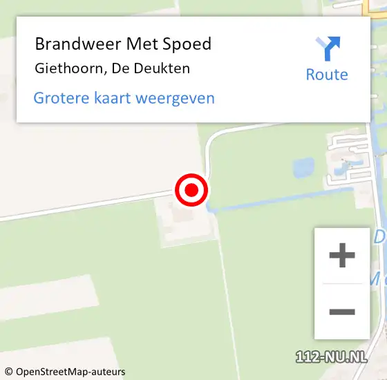 Locatie op kaart van de 112 melding: Brandweer Met Spoed Naar Giethoorn, De Deukten op 2 januari 2019 17:05