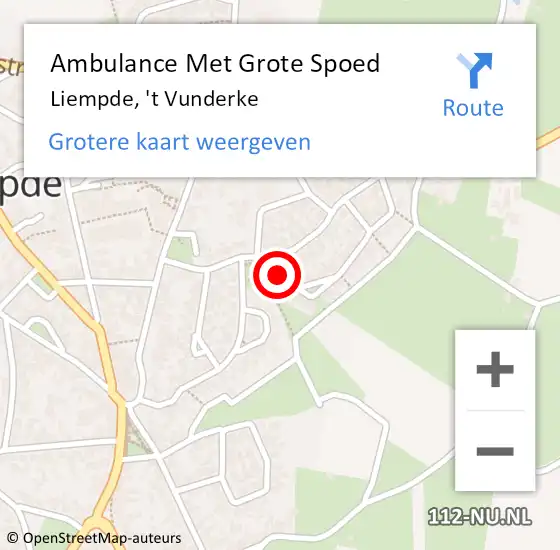 Locatie op kaart van de 112 melding: Ambulance Met Grote Spoed Naar Liempde, 't Vunderke op 2 januari 2019 17:13