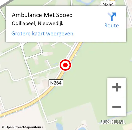 Locatie op kaart van de 112 melding: Ambulance Met Spoed Naar Odiliapeel, Nieuwedijk op 2 januari 2019 17:36