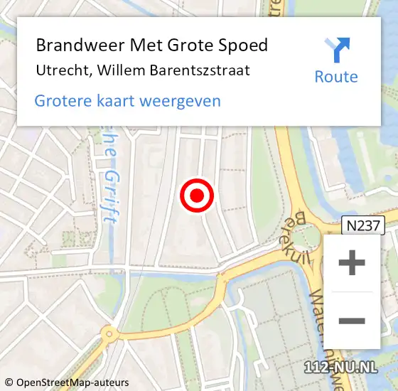 Locatie op kaart van de 112 melding: Brandweer Met Grote Spoed Naar Utrecht, Willem Barentszstraat op 2 januari 2019 17:44