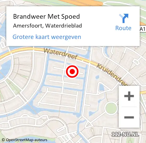 Locatie op kaart van de 112 melding: Brandweer Met Spoed Naar Amersfoort, Waterdrieblad op 2 januari 2019 18:24