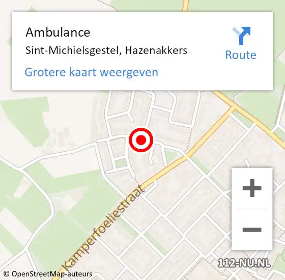 Locatie op kaart van de 112 melding: Ambulance Sint-Michielsgestel, Hazenakkers op 2 januari 2019 18:35