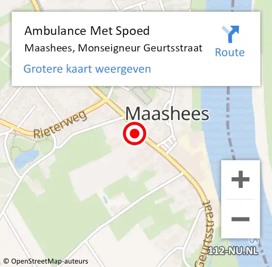 Locatie op kaart van de 112 melding: Ambulance Met Spoed Naar Maashees, Monseigneur Geurtsstraat op 2 januari 2019 18:57