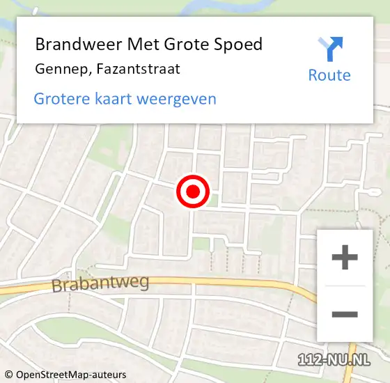 Locatie op kaart van de 112 melding: Brandweer Met Grote Spoed Naar Gennep, Fazantstraat op 2 januari 2019 19:22