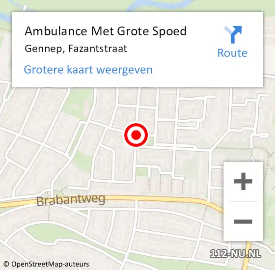 Locatie op kaart van de 112 melding: Ambulance Met Grote Spoed Naar Gennep, Fazantstraat op 2 januari 2019 19:22