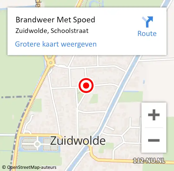 Locatie op kaart van de 112 melding: Brandweer Met Spoed Naar Zuidwolde, Schoolstraat op 2 januari 2019 19:52