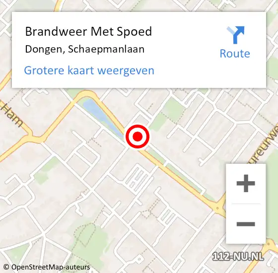 Locatie op kaart van de 112 melding: Brandweer Met Spoed Naar Dongen, Schaepmanlaan op 2 januari 2019 20:19