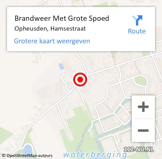 Locatie op kaart van de 112 melding: Brandweer Met Grote Spoed Naar Opheusden, Hamsestraat op 2 januari 2019 20:38